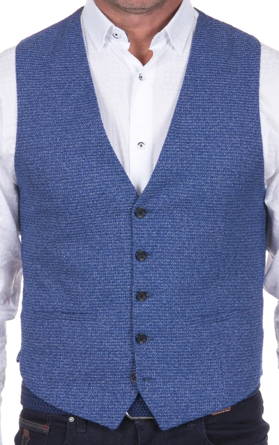 Luchiano Visconti Blue Dobby Woven Vest