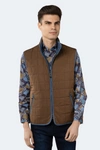 LUCHIANO VISCONTI BROWN QUILTED ZIP UP VEST