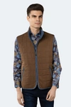 Luchiano Visconti Brown Quilted Zip Up Vest In Brown