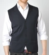 Luchiano Visconti Navy Vest With Lapels In Blue
