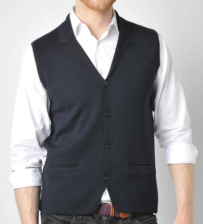Luchiano Visconti Navy Vest With Lapels In Blue