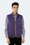 Luchiano Visconti Purple Quilted Zip Up Vest In Purple