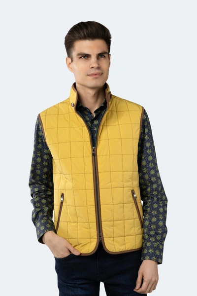 Luchiano Visconti Yellow Quilted Zip Up Vest