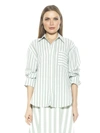 Alexia Admor Tammi Oversize Stripe Boyfriend Button-up Shirt In Green