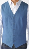 LUCHIANO VISCONTI BLUE SOLID BUTTON DOWN VEST