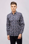 Luchiano Visconti Black With Multicolor Skulls Shirt In Multi