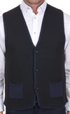 Luchiano Visconti Navy Jacquard Formal Vest In Multi