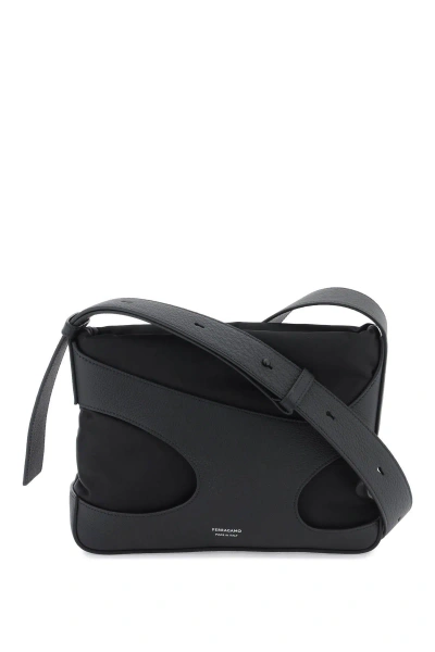 Ferragamo Crossbody Bag With Cut-out Detailing In Black