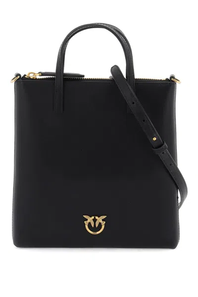 Pinko Leather Mini Tote Bag In Black