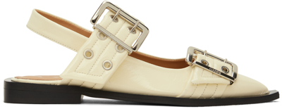Ganni Off-white Feminine Buckle Ballerina Flats In 135 Egret