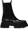 GANNI BLACK CLEATED MID CHELSEA BOOTS