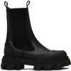 GANNI BLACK CLEATED MID CHELSEA BOOTS