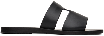 Ancient Greek Sandals 10mm Apteros Leather Sandals In Black
