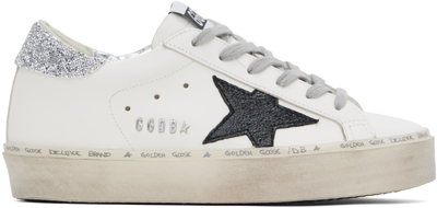 Golden Goose White Hi Star Sneakers In White Black Silver (black)