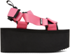 MOSCHINO PINK & BLACK WEDGE SANDALS