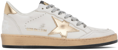 Golden Goose White & Gold Ball Star Sneakers In 80608 Milk/gold