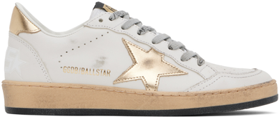 GOLDEN GOOSE WHITE & GOLD BALL STAR SNEAKERS