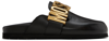 MOSCHINO BLACK LETTERING LOGO SLIP-ON LOAFERS