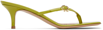 Gianvito Rossi Green Ribbon Thong Heeled Sandals In Pistacchio