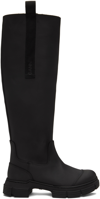 GANNI BLACK RECYCLED RUBBER COUNTRY BOOTS