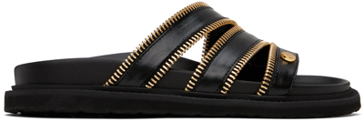 Moschino Black Zipper Detail Sandals In 000 * Nero