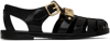 MOSCHINO BLACK JELLY LETTERING LOGO SANDALS