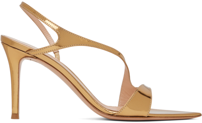 Gianvito Rossi Gold Crossover Heeled Sandals In Mekong