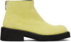 Mm6 Maison Margiela Man Ankle Boots Lime Green Size 9 Leather In Green
