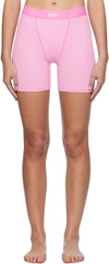 SKIMS PINK COTTON RIB BOXERS