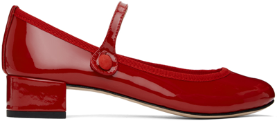 Repetto 30mm Rose Patent Leather Mary Jane Heels In Red