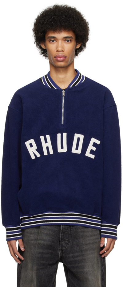 Rhude Logo-patch Zipped Sweatshirt In Blue