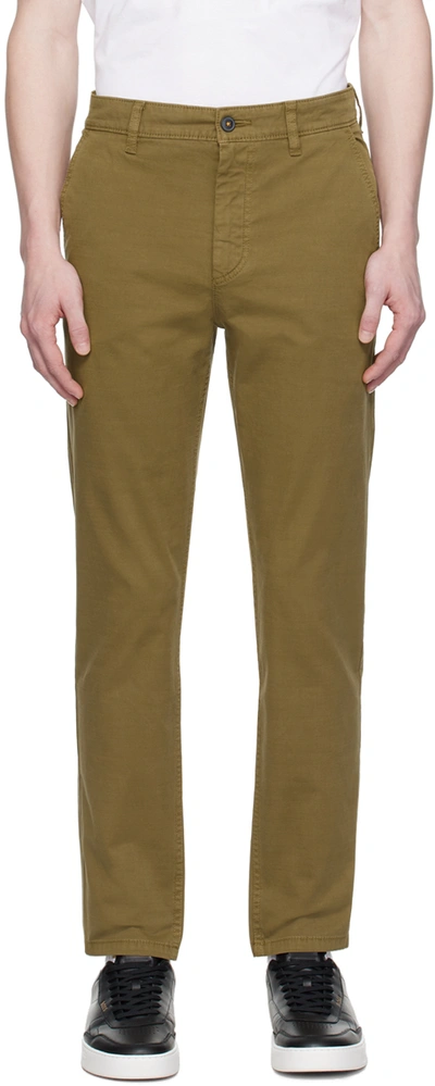 Hugo Boss Khaki Tapered Trousers In Open Green 368