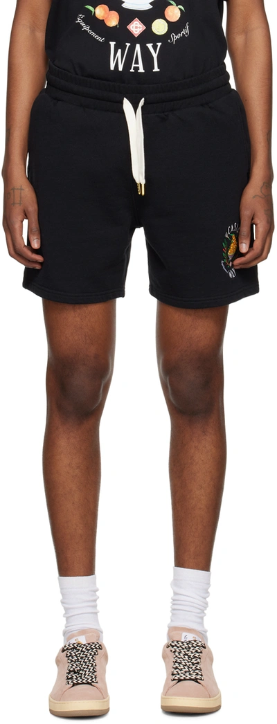 Casablanca Casa Way Cotton Jersey Sweat Shorts In Black