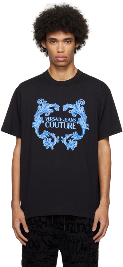 VERSACE JEANS COUTURE BLACK BAROQUE T-SHIRT