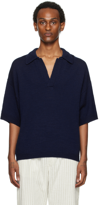 King & Tuckfield Navy Oversized Sl Polo In Midnight