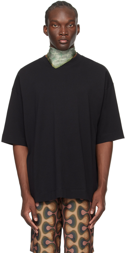 Dries Van Noten Black Crewneck T-shirt In 900 Black