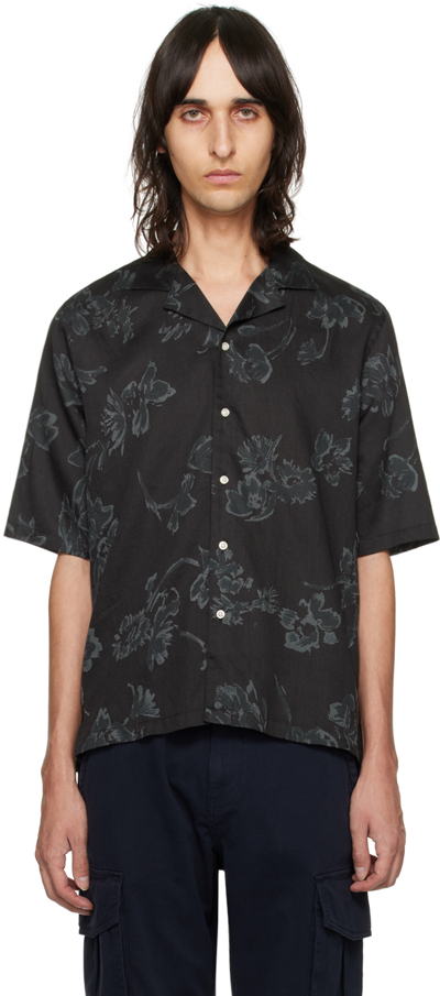 Officine Generale Black Eren Shirt In Black/grey