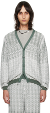 ISA BOULDER SSENSE EXCLUSIVE WHITE & GREEN MAT CARDIGAN