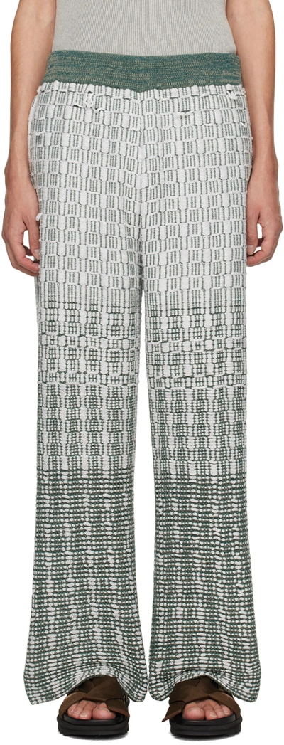 Isa Boulder White & Green Mat Trousers In Gradiation