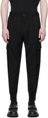 HUGO BLACK RIBBED CARGO PANTS