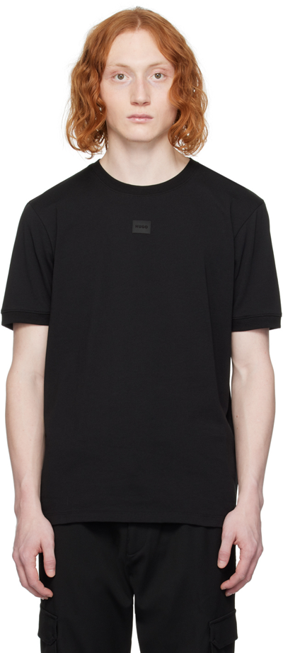 Hugo Black Logo Patch T-shirt In Black 001