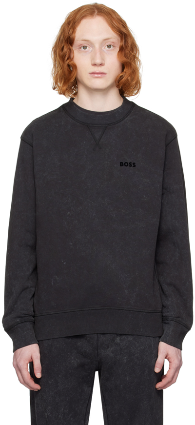 Hugo Boss Black Relaxed-fit Sweatshirt In Black 001