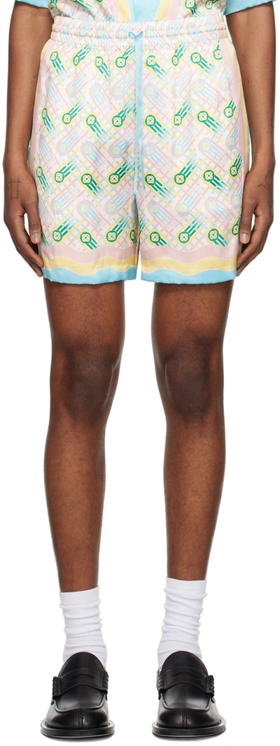 Casablanca Ping Pong Silk Shorts In Multicolor