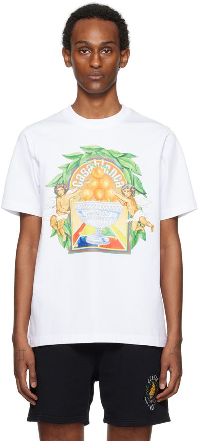 Casablanca Triomphe D'orange Logo-print Organic Cotton-jersey T-shirt In Yellow & Orange