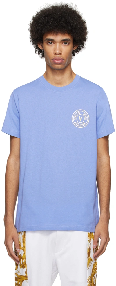 Versace Jeans Couture Blue V-emblem T-shirt In Eg26 Bonnie Light Bl