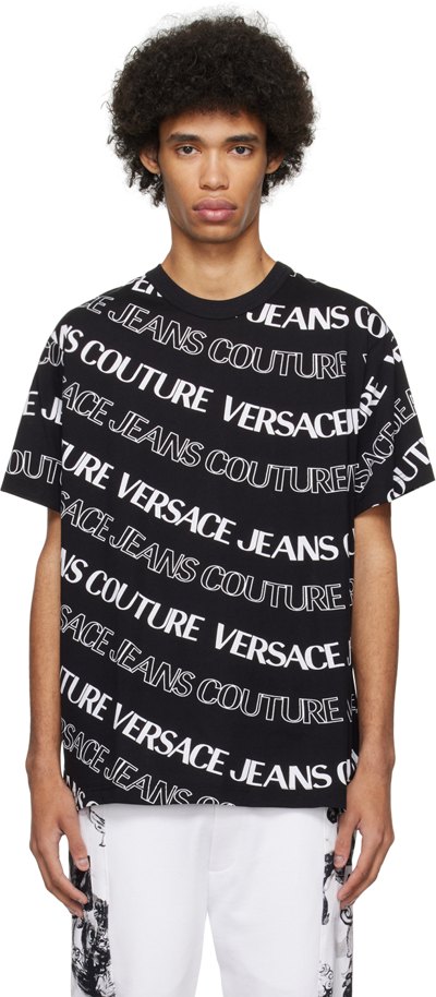 Versace Jeans Couture Black Jacquard T-shirt In E899 Black