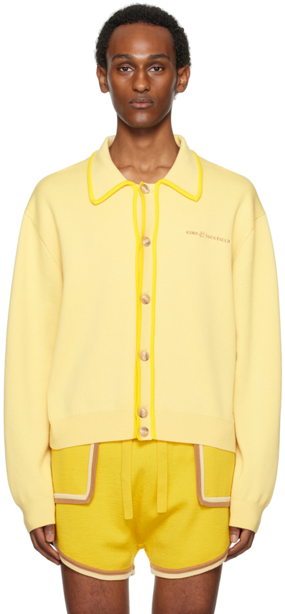 King & Tuckfield Yellow Bomber Cardigan In Lemon Meringue