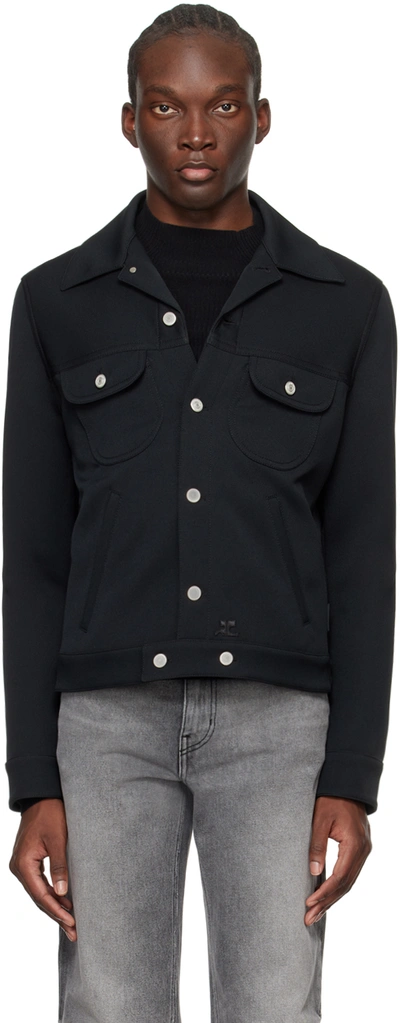 Courrèges Black Spread Collar Jacket In 9999 Black