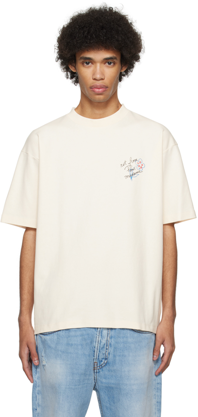 Drôle De Monsieur Off-white 'le T-shirt Slogan Esquisse' T-shirt In Cream