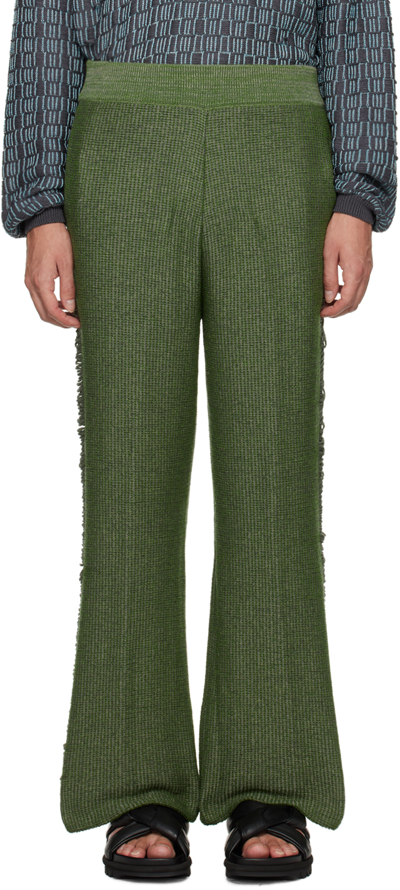Isa Boulder Green Tips Trousers In Weed